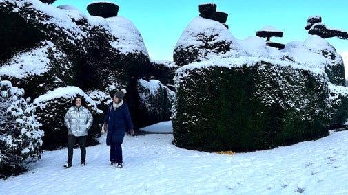 Visitors in the winter gardens at Tatton Park, Cheshire
